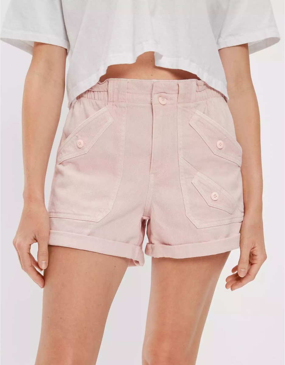 Shorts American Eagle AE Stretch Highest Taille Baggy Utility Rose Femme | DWQ-26574704